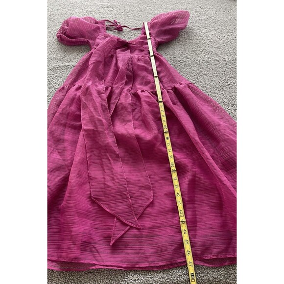 Free People Dress Women Pink Hailey Maxi Balloon Sleeves Tie Preppy Size 2 NWT - Picture 11 of 16